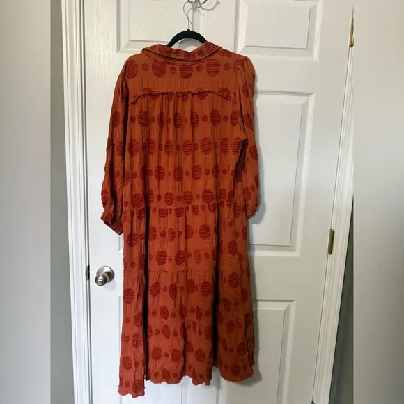 Umgee Frayed Detail Polka Dot Maxi Dress- XL - Picture 6 of 7